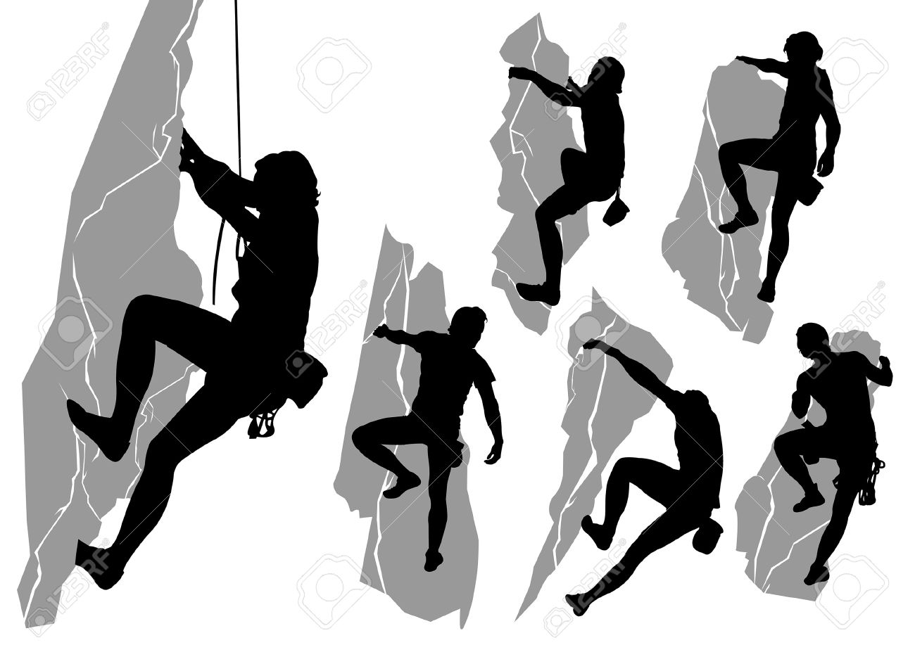 1300x917 Collection Of Silhouettes Of Climbers Royalty Free Cliparts