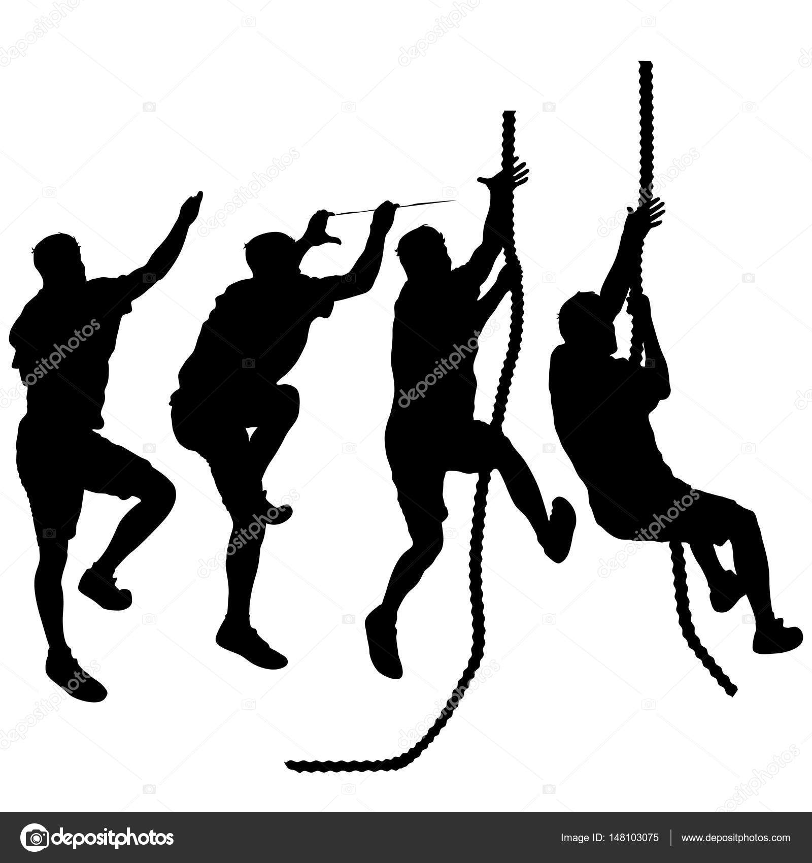 1600x1700 Set Black Silhouette Rock Climber On White Background Stock