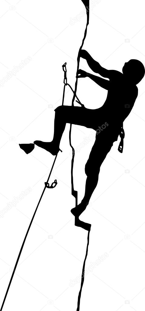478x1023 Silhouette Of A Climber In The Crack Stock Vector