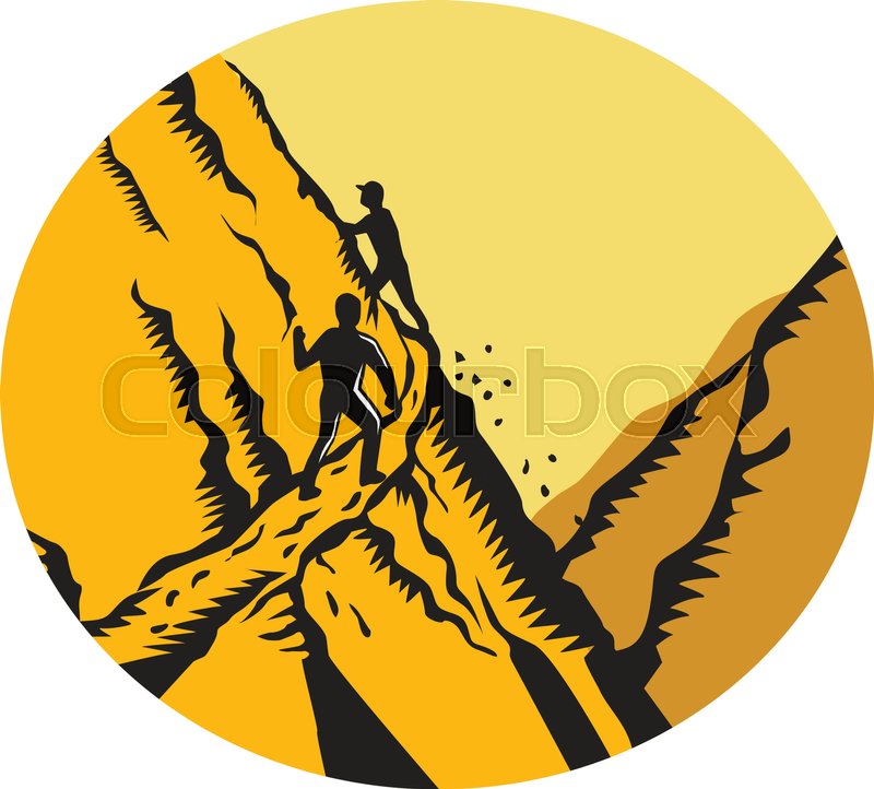800x722 Mountain Climber Climbing Retro Stock Vector Colourbox