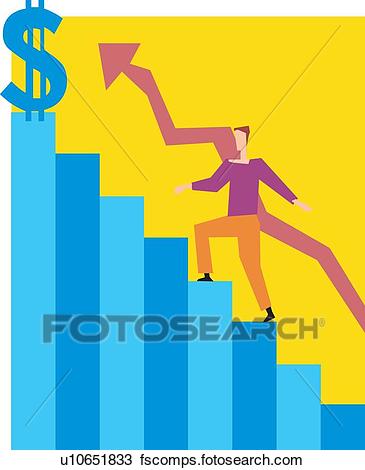 365x470 Drawing Of Man Climbing On Graph Line Stairs U10651833