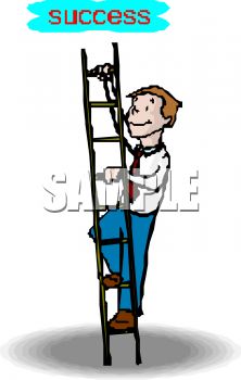 222x350 Picture Of A Man Climbing A Step Ladder In A Vector Clip Art
