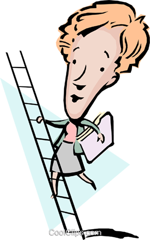 300x480 Cartoon Lady Climbing A Ladder Royalty Free Vector Clip Art