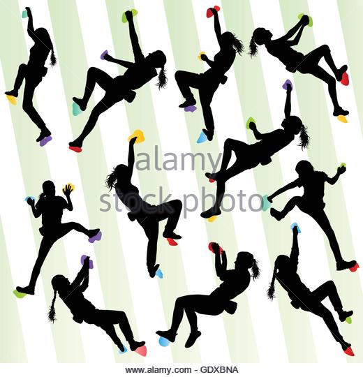 520x540 Child Climbing Rock Stock Vector Images