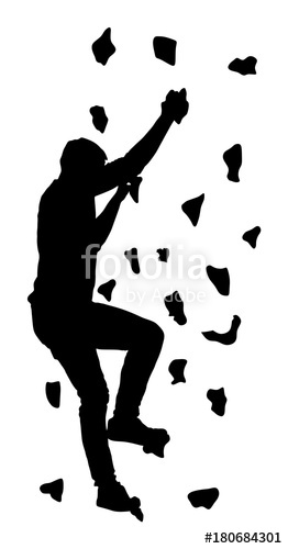 262x500 Extreme Sportsman Climb Without Roop. Man Climbing Vector