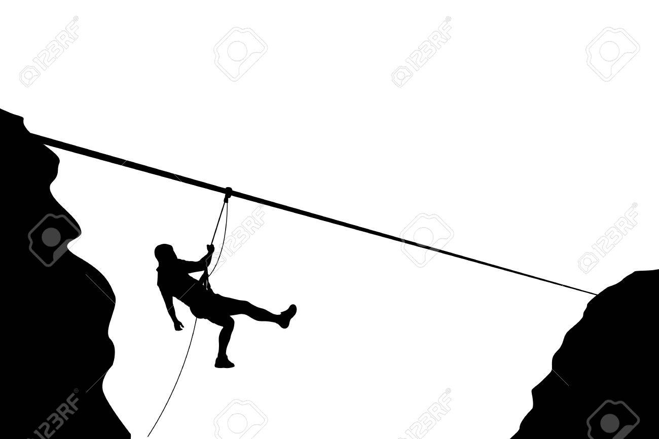 1300x866 Illustration Of Male Rock Climber Silhouette Moving Down On Rope