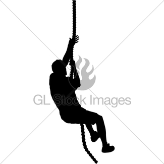 325x325 Black Silhouette Mountain Climber Climbing A Tightrope Up Gl