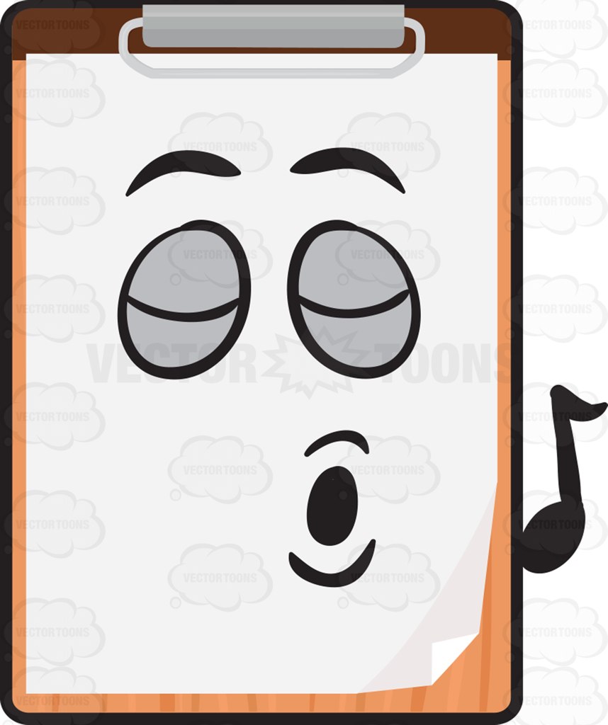 858x1024 A Whistling Clipboard Cartoon Clipart