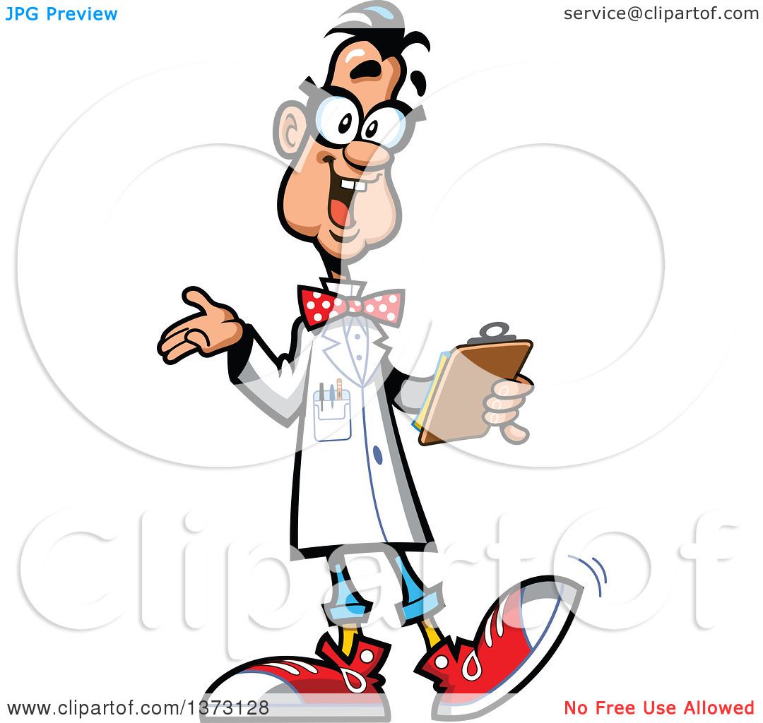 1080x1024 Clipart Of A Male Genius Scientist Holding A Clipboard