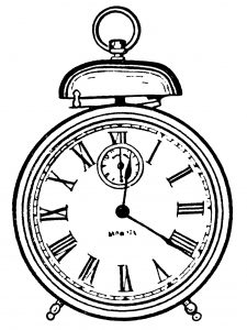 225x300 Free Vintage Alarm Clock Clip Art Illustration Fonts