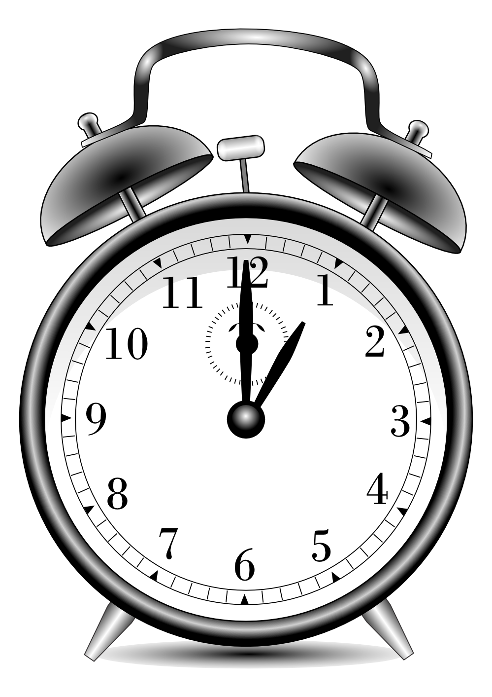 999x1413 Clip Art Alarm Clock Alarmclock Black White