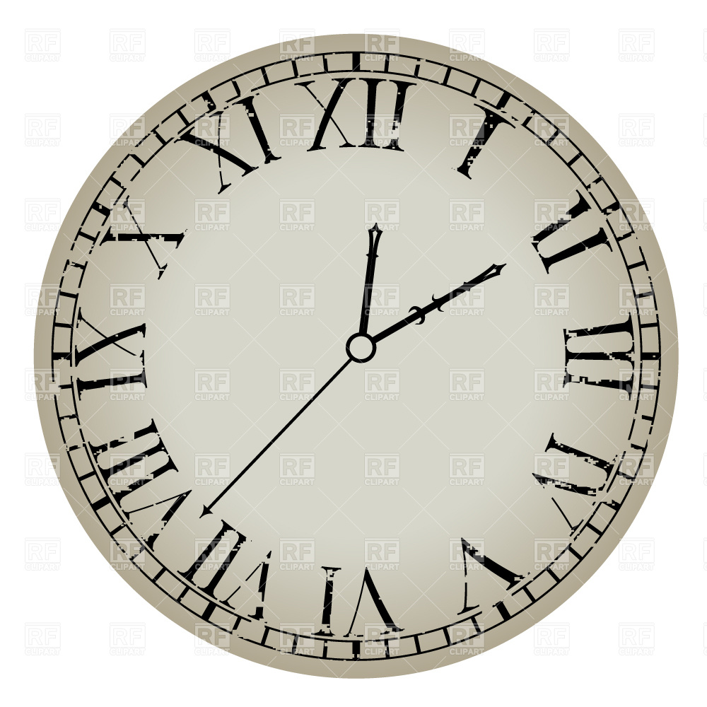 1000x1000 Ancient Clock With Roman Numerals Royalty Free Vector Clip Art