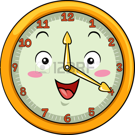 450x450 Mascot Illustration Of A Smiling Clock With Its Hands Pointing