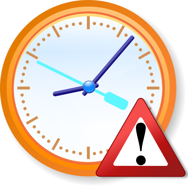 600x593 Analog Clock Warning Clip Art Free Vector 4vector