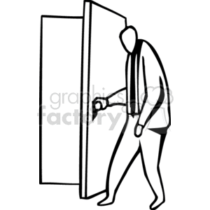 300x300 Royalty Free Black And White Business Man Opening A Door 159561