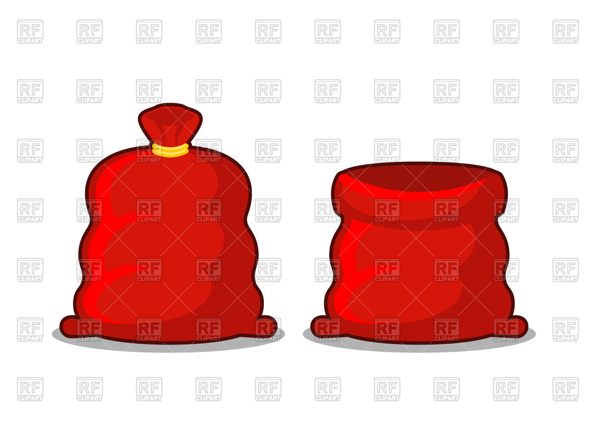 1200x866 Red Open And Closed Bag Of Santa Claus Royalty Free Vector Clip
