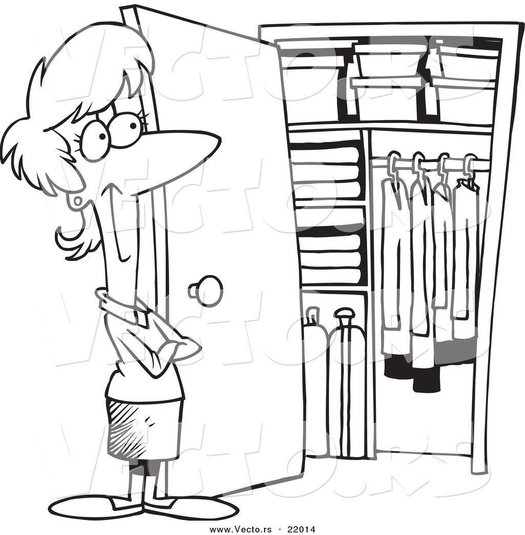 1024x1044 Vector Of A Cartoon Woman With A Clean Closet