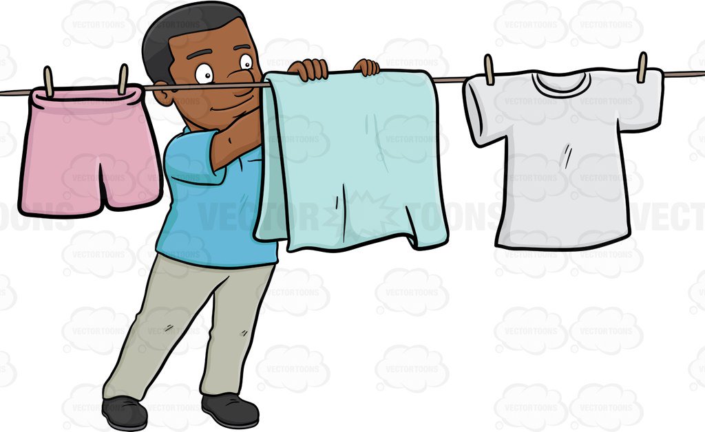 1024x628 A Cheerful Black Man Hanging Garments To Dry On A Bright Day