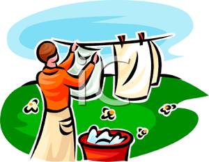 300x233 Housewife Hanging Clothes On A Clothesline