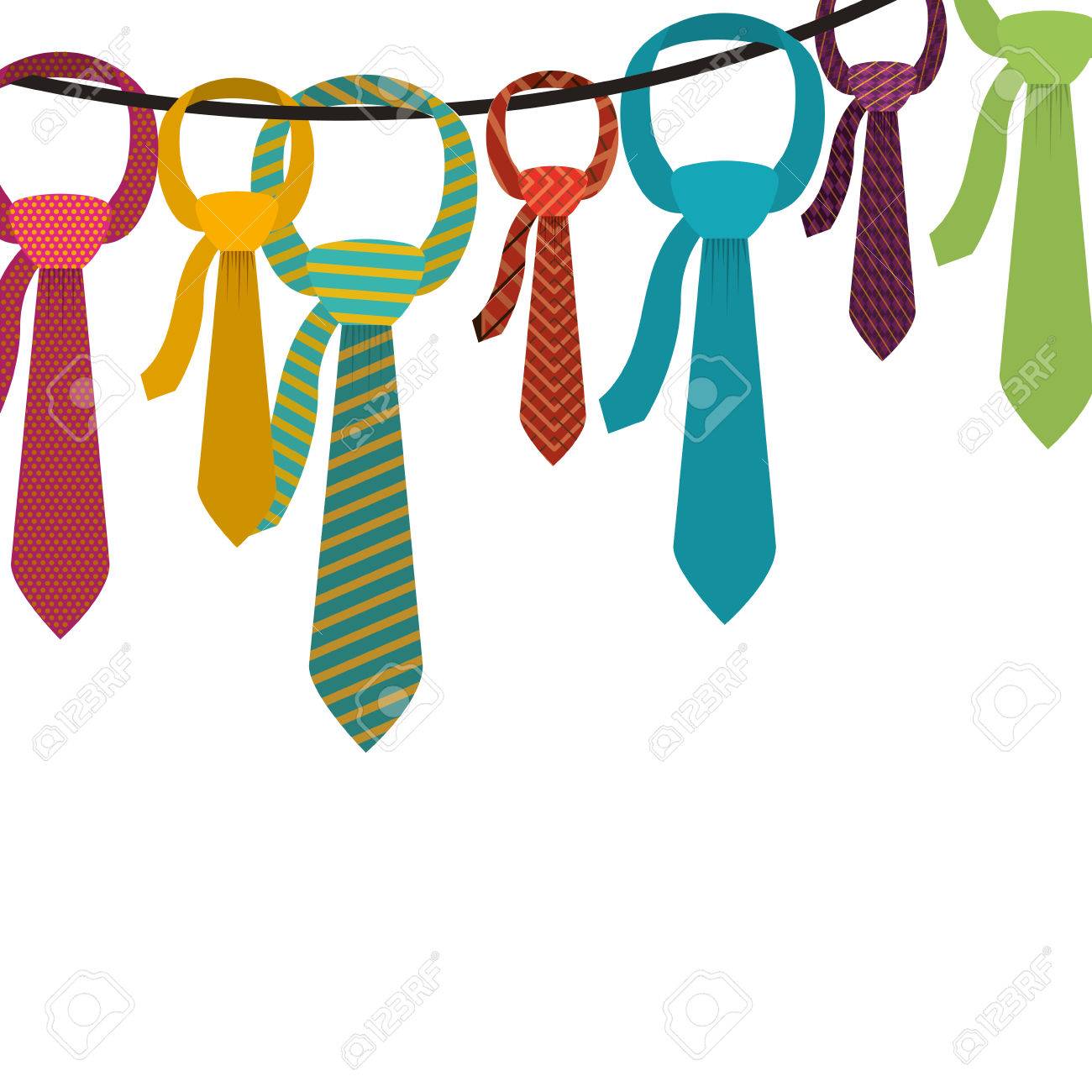 1300x1300 Multiple Ties Hanging On Clothesline Vector Illustration Royalty