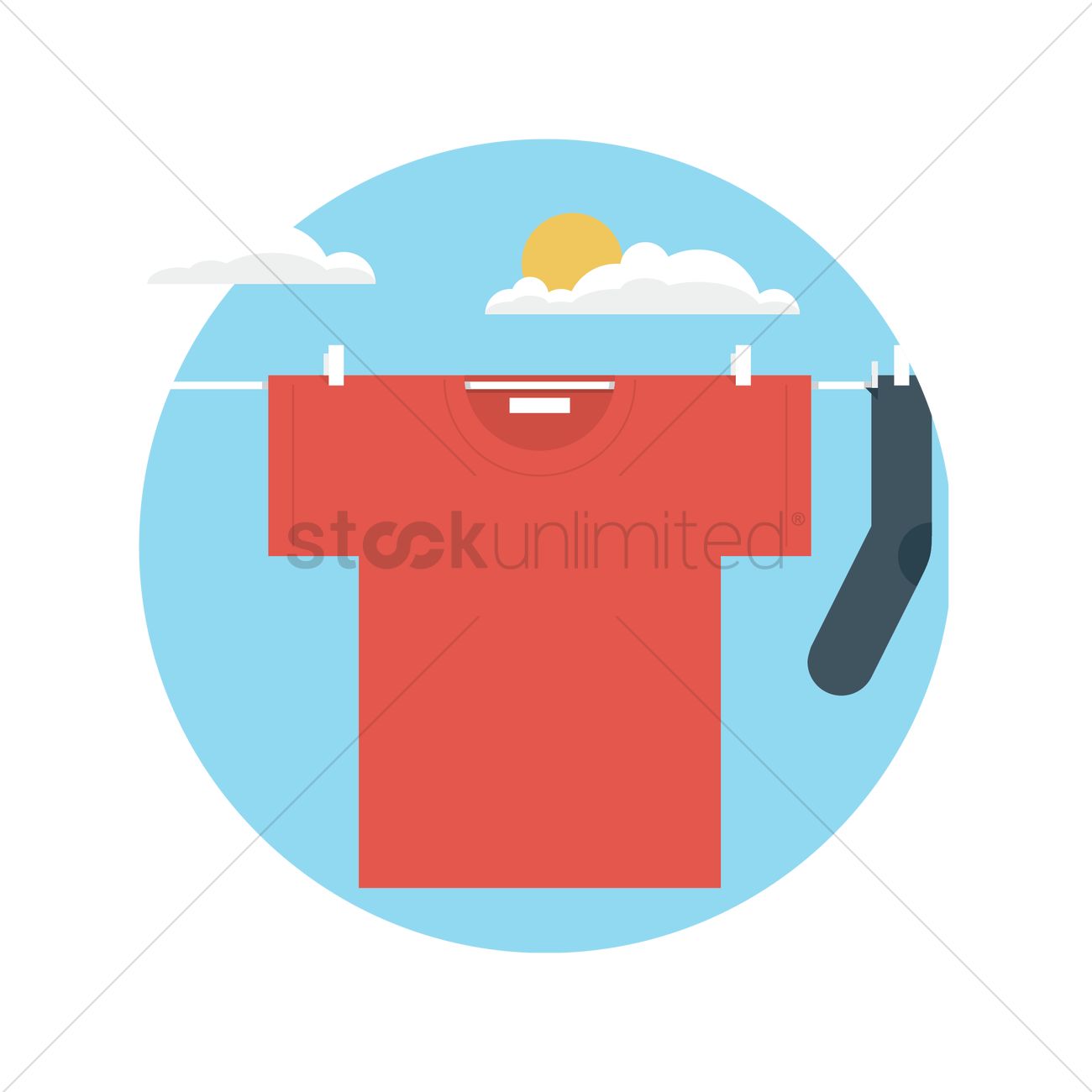 1300x1300 T Shirt Drying On Clothesline Vector Image