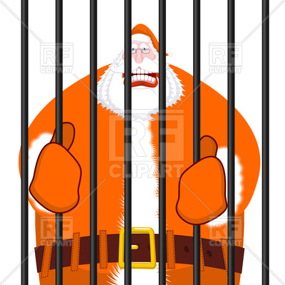 400x400 Santa Claus In Orange Prisoner Clothing, Bad Santa In Prison