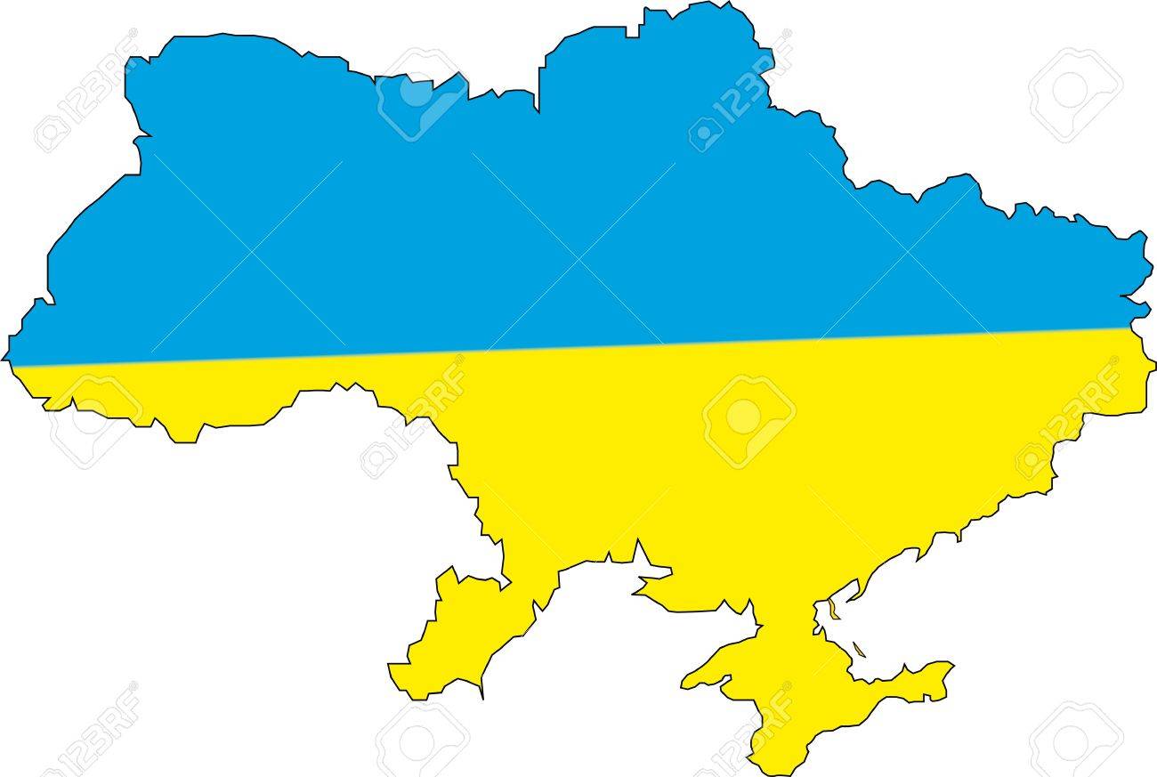 1300x873 Map Of Ukraine With Countries Borders Royalty Free Cliparts