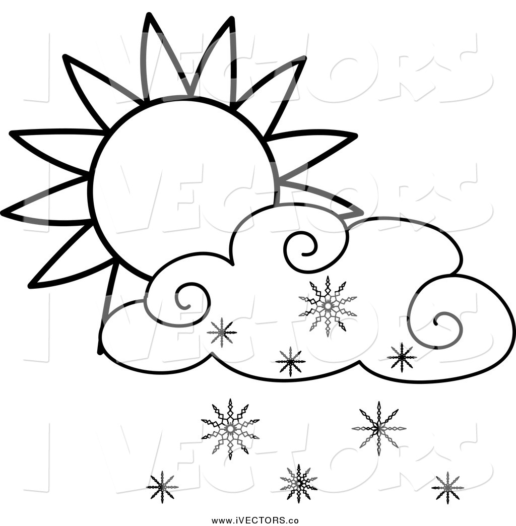 1024x1044 Vector Graphic Of A Lineart Sun And Snow Cloud By Pams Clipart
