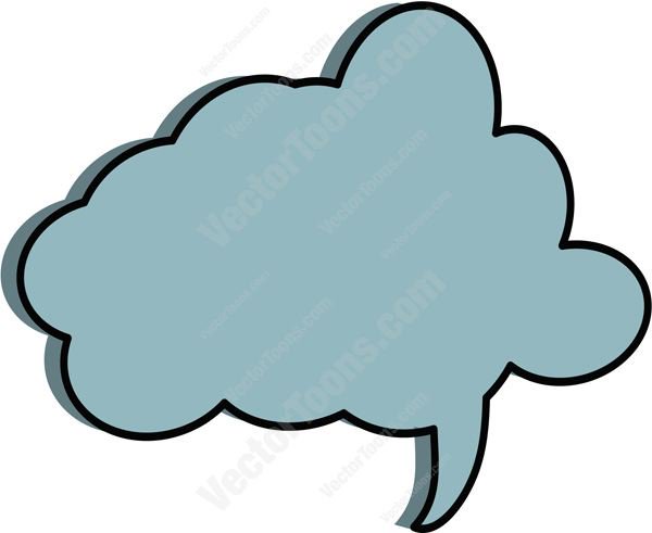 600x491 Blue Puffy Thought Cloud Talk Bubble Tail On Right Side Cartoon