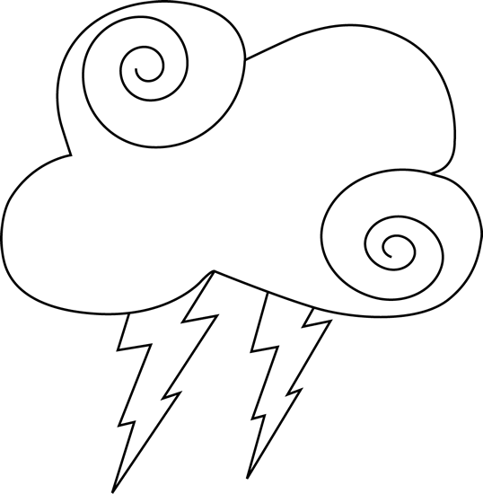 538x550 Black And White Swirly Cloud And Lightning Clip Art