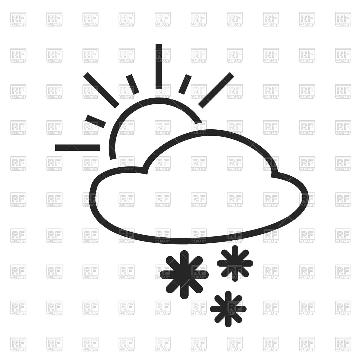 1200x1200 Cloudy Weather With Sun And Snow Icon Royalty Free Vector Clip Art