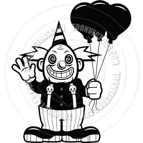 460x460 Evil Clown (Black And White Line Art) By Cory Thoman Toon