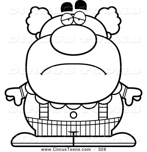 600x620 Circus Clipart Of A Black And White Depressed Pudgy Circus Clown