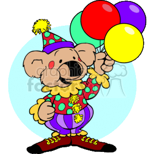 300x300 Royalty Free Cartoon Clown Bear Holding Balloons 130108 Vector