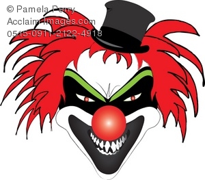 300x263 Clip Art Illustration Of An Evil Clown Face