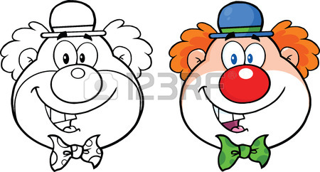 450x242 Clown Face Cartoon Character Collection Set Royalty Free Cliparts