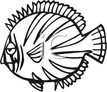 350x301 Black And White Flat Cartoon Fish