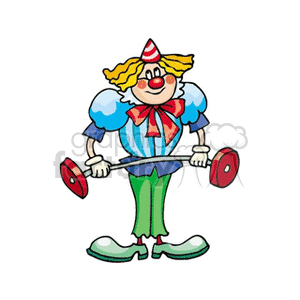 300x300 Royalty Free A Skinny Clown With A Striped Cone Hat Holding
