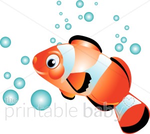 300x267 Clownfish In Bubbles Clipart Water Creatures Clipart