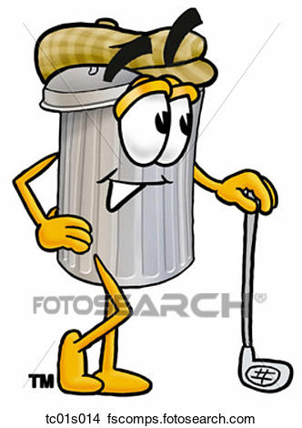 332x470 Clipart Of Trash Can With Golf Club Tc01s014