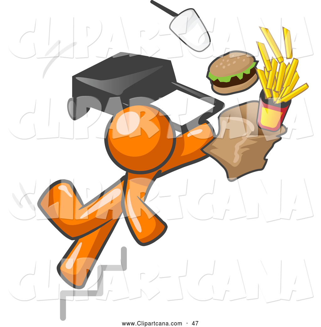 1024x1044 Clip Art Of A Clumsy Orange Man Tripping On Stairs, With Fast Food