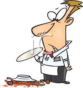 282x300 Colorful Cartoon Of A Clumsy Waiter Dropping A Plate Of Spaghetti
