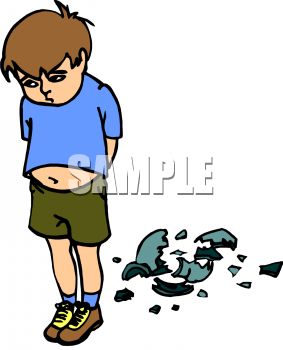 283x350 Royalty Free Clipart Image Little Boy Who Broke A Vase