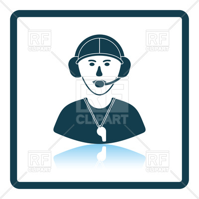 400x400 American Football Coach With Whistle And Headset Icon Royalty Free