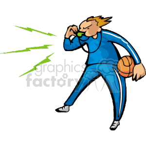 300x300 Royalty Free Aggressive Basketball Coach 161043 Vector Clip Art