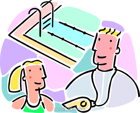 480x388 Swimming Coach And Swimmer Royalty Free Vector Clip Art