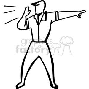 300x300 Royalty Free Black And White Coach Yelling 159596 Vector Clip Art