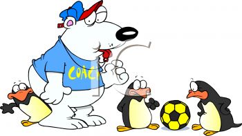 350x197 Polar Bear Coaching Young Penguin Soccer Players