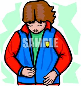 284x300 Girl Zipping Up Her Jacket Clipart Image