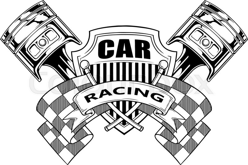 800x533 Black And White Graphic Coat Of Arms With Crossed Racing Flag